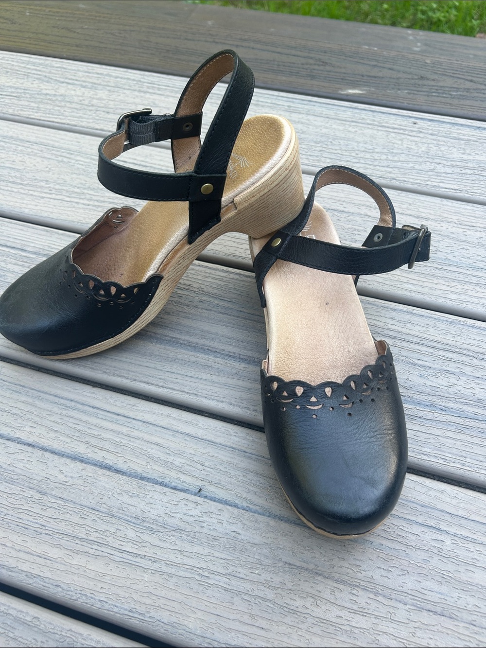 Dansko Black Ankle-Strap Heels